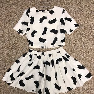 2 piece bat print skirt and top